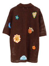 crochet-knit polo shirt
